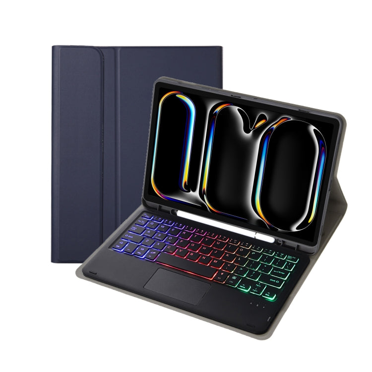 A13B-AS Lambskin Texture Backlight Bluetooth Touch Keyboard Leather Tablet Case with Pen Slot