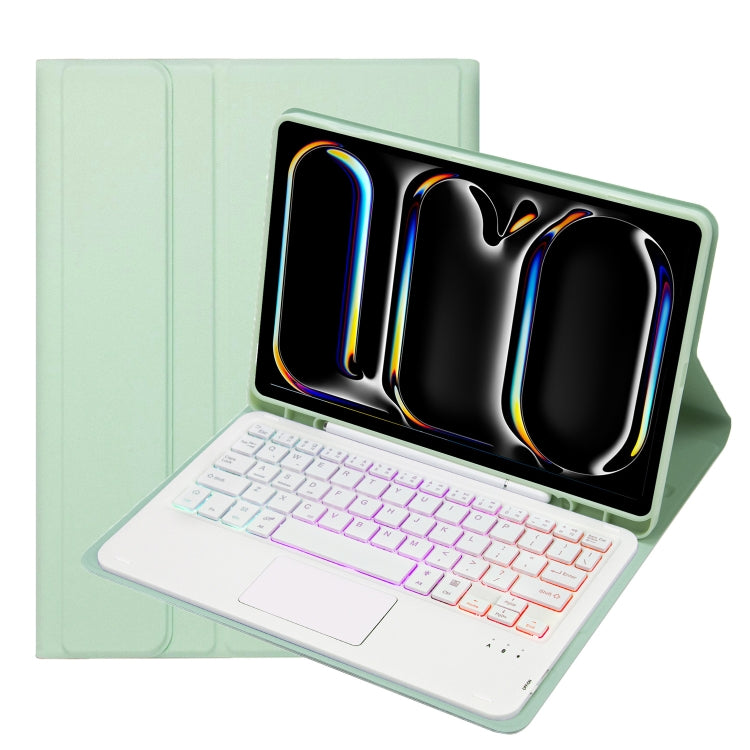 A13B-AS Lambskin Texture Backlight Bluetooth Touch Keyboard Leather Tablet Case with Pen Slot