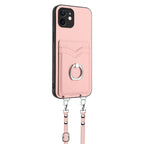 R20 Crossbody Rope Ring Card Holder Phone Case — Pink