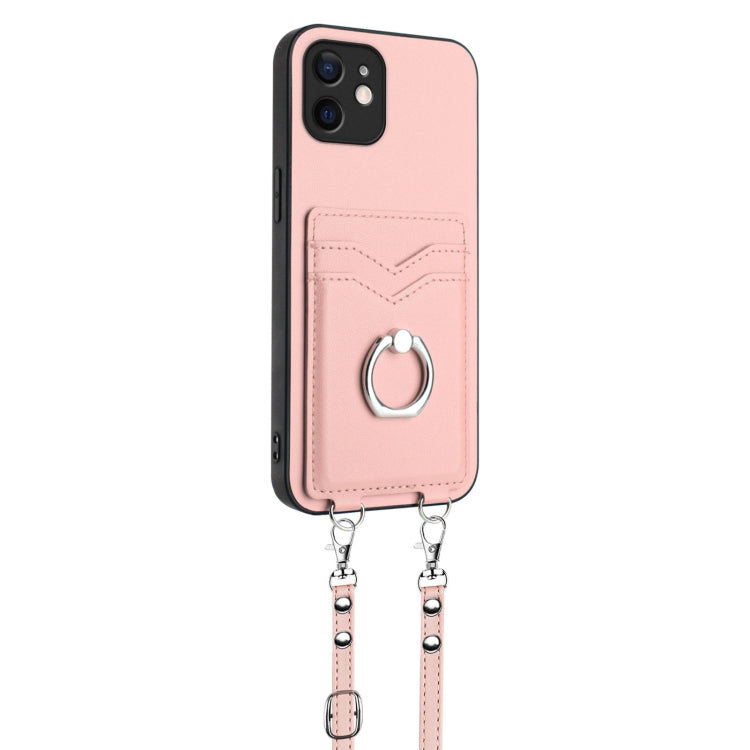 R20 Crossbody Rope Ring Card Holder Phone Case — Pink