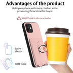 R20 Crossbody Rope Ring Card Holder Phone Case — Black
