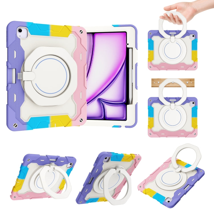 Armor Portable Rotating Ring Holder Silicone Tablet Case with Pen Slot
