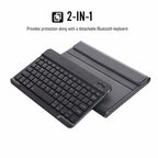 Ultra-thin Detachable Bluetooth Keyboard Leather Case with Stand & Sleep Function & Backlight — Gold
