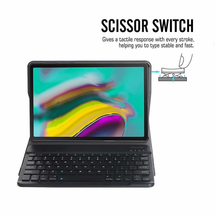 Ultra-thin Detachable Bluetooth Keyboard Leather Case with Stand & Sleep Function & Backlight — Blue