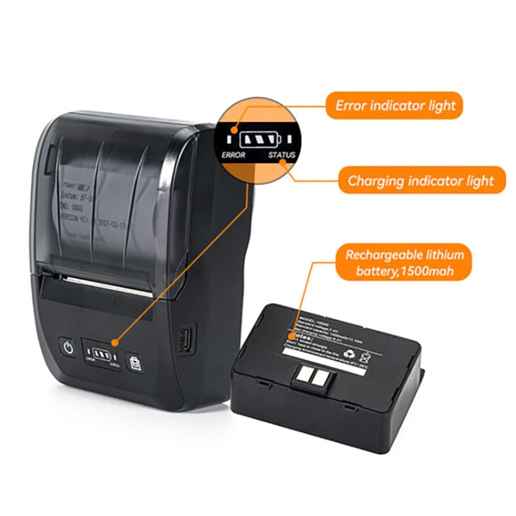 BT-581 58mm USB-C/Type-C + Bluetooth Portable Thermal Printer — US Plug