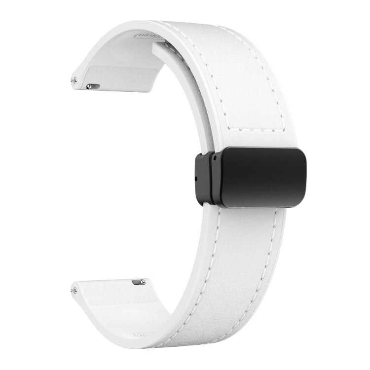 Magnetic Black Buckle Silicone Leather Watch Band