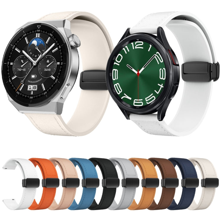 Magnetic Black Buckle Silicone Leather Watch Band