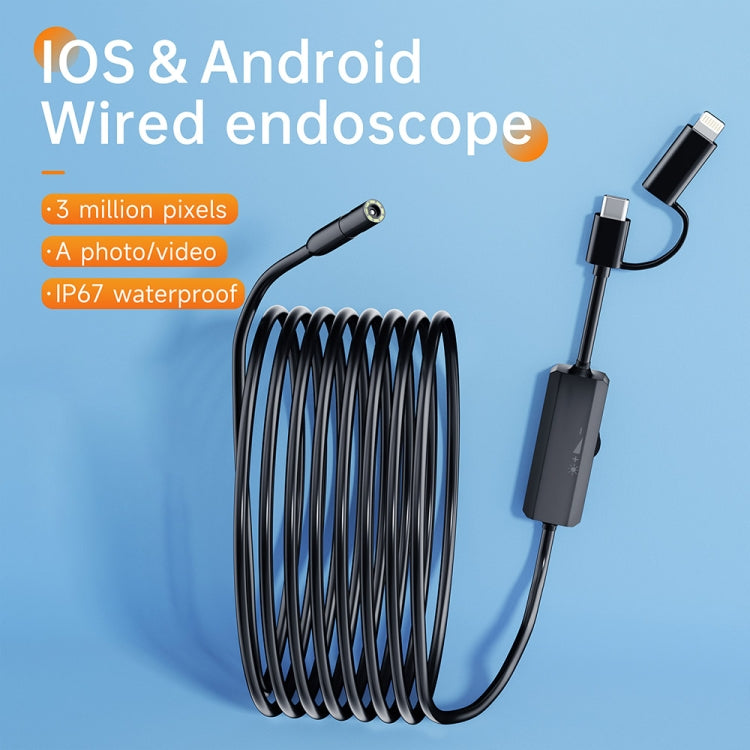 AN112 2 in 1 USB-C / Type-C + 8 Pin Interface 8mm HD Industry Endoscope
