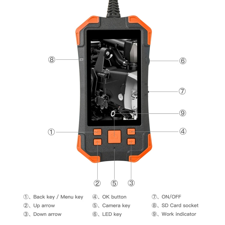 T20 4.3 inch IPS Screen 8mm Single Camera IP67 Waterproof Hard Cable Digital Endoscope