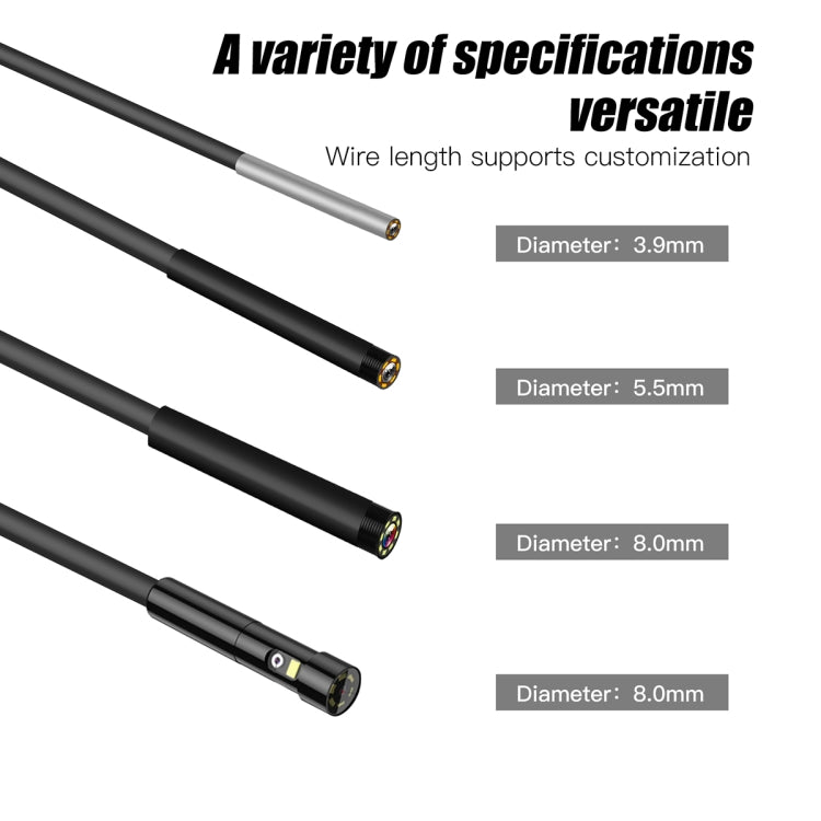 T20 4.3 inch IPS Screen 7.9mm Triple Camera IP67 Waterproof Hard Cable Digital Endoscope