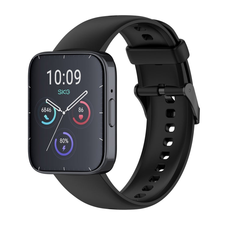 Solid Color Black Buckle Liquid Silicone Watch Band — Orange