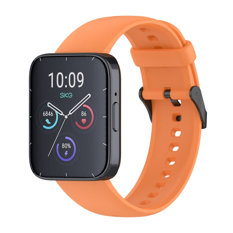 Solid Color Black Buckle Liquid Silicone Watch Band — Wine Red