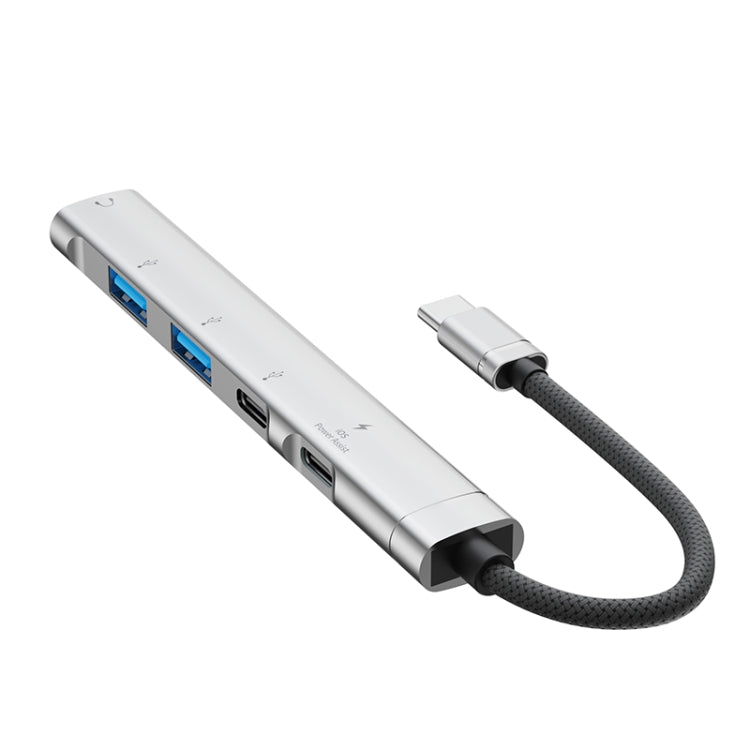 USB-C / Type-C Interface Multi-function HUB Adapter — 5 in 1 (Silver)
