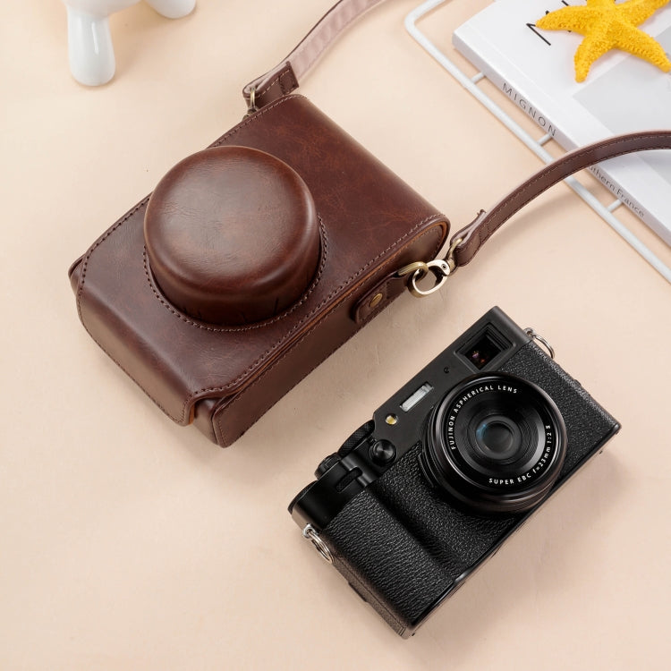 Full Body Leather Camera Case Bag with Strap — Brown