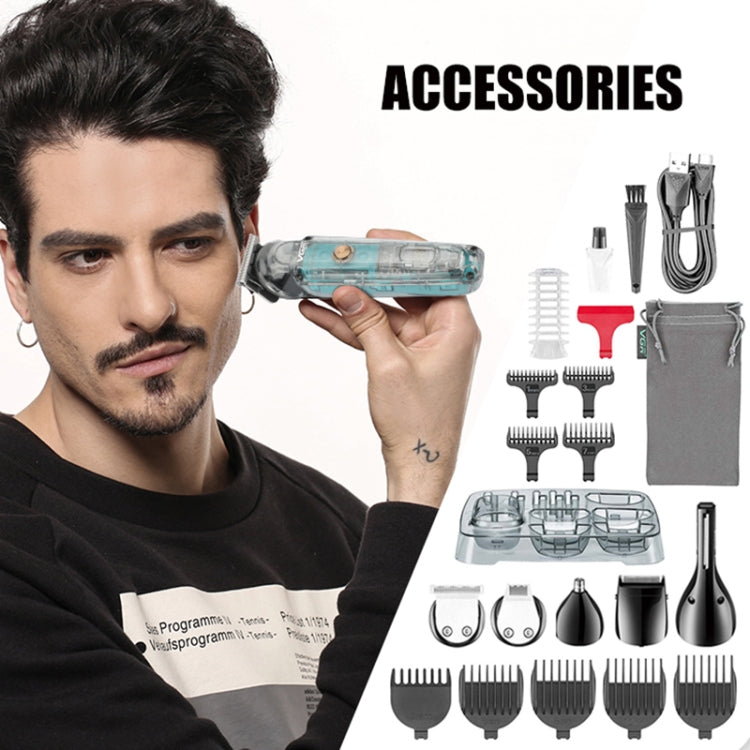 VGR V-102 6 in 1 USB Transparent Digital Display Professional Hair Clipper Set — view 5