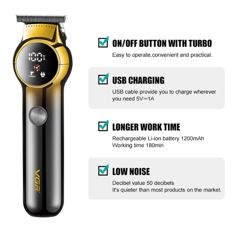 VGR V-989 5W USB Digital Display Gradient Trimming Hair Clipper — view 3