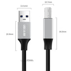 USB 3.0 A Male to USB-B Square Interface Printer Data Transmission Adapter Cable — 0.3m