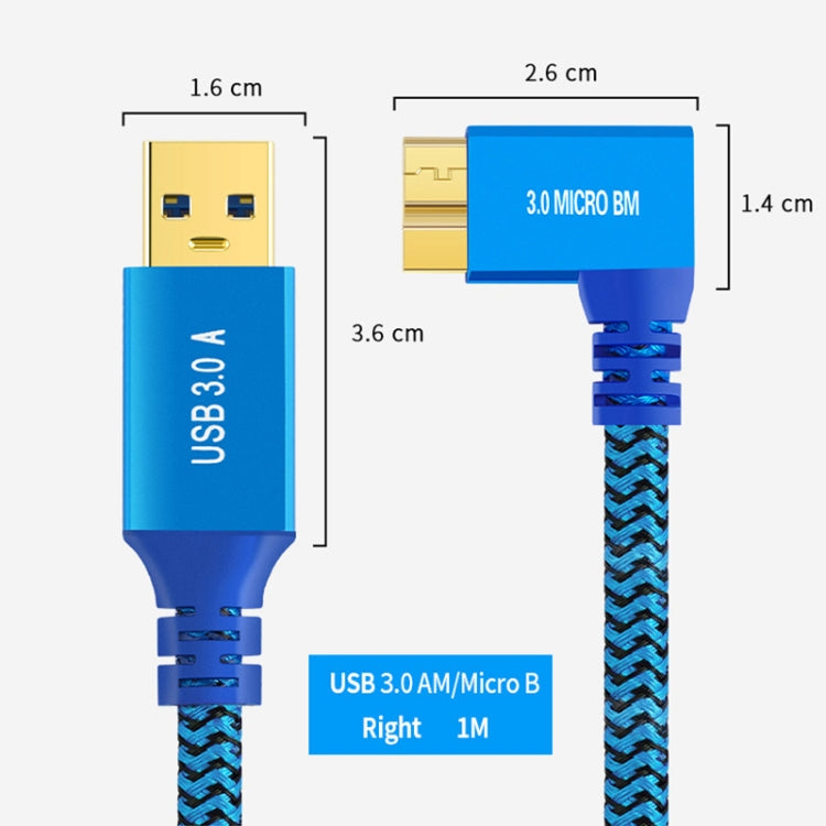 USB 3.0 A to Micro B 3.0 Male Mobile Hard Drive Data Connection Cable — 1m