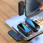 SX6 1 TX + 2 RX Lavalier Wireless Microphone with Digital Display Charging Box — Black