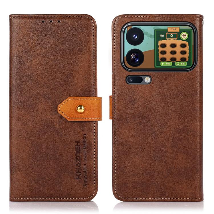 KHAZNEH Cowhide Texture Flip Leather Phone Case