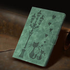 Embossed Couple Cat Smart Tablet Leather Case