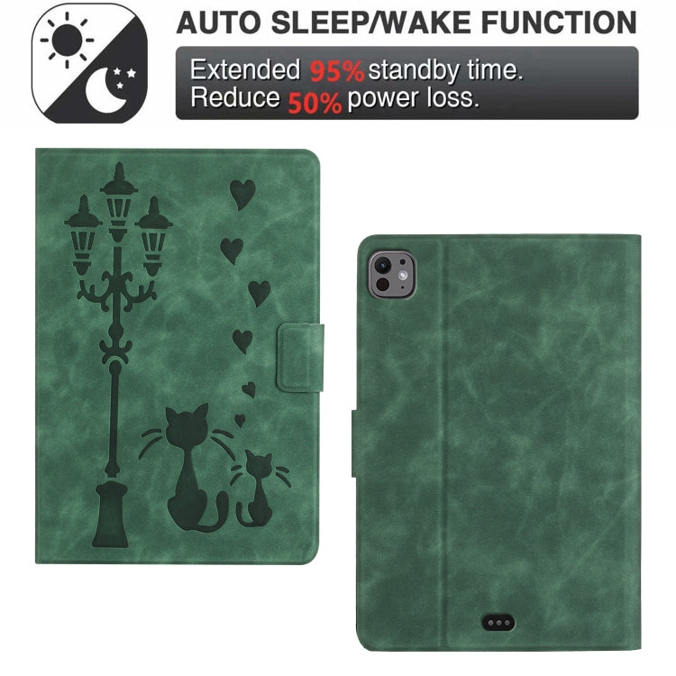 Embossed Couple Cat Smart Tablet Leather Case