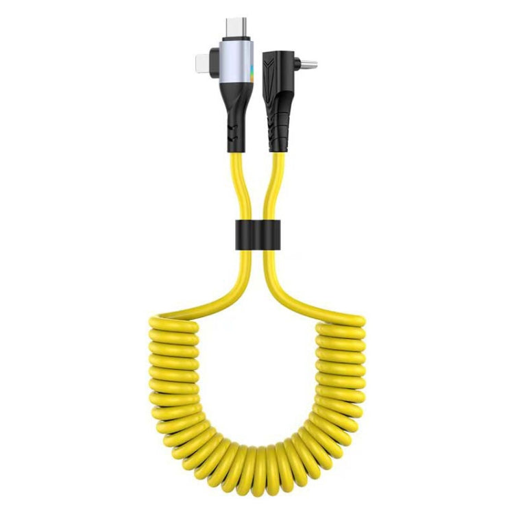 For LeadingIdeal L9 / L8 / L7 / L6 PD65W Type-C Elbow to Type-C, 8 Pin Spring Charging Cable — Black