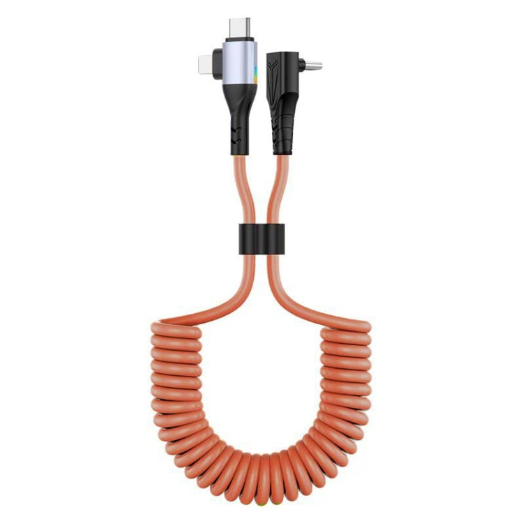 For LeadingIdeal L9 / L8 / L7 / L6 PD65W Type-C Elbow to Type-C, 8 Pin Spring Charging Cable — Yellow