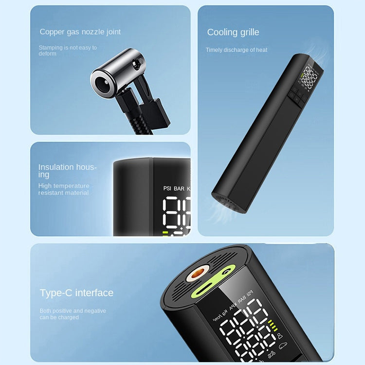 T6 Car Digital Display Portable Smart Electric Wireless Air Pump
