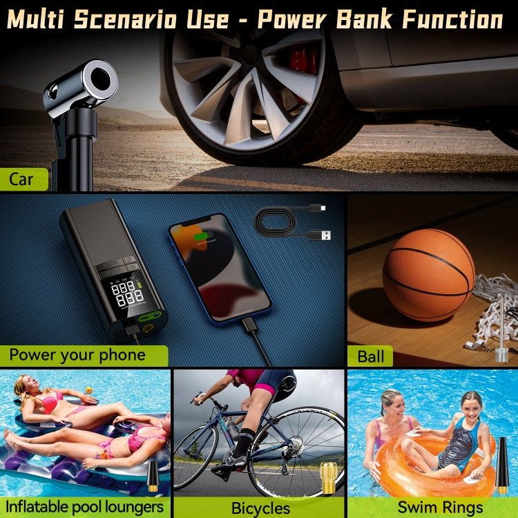 T8 Car Digital Display Portable Smart Electric Wireless Air Pump