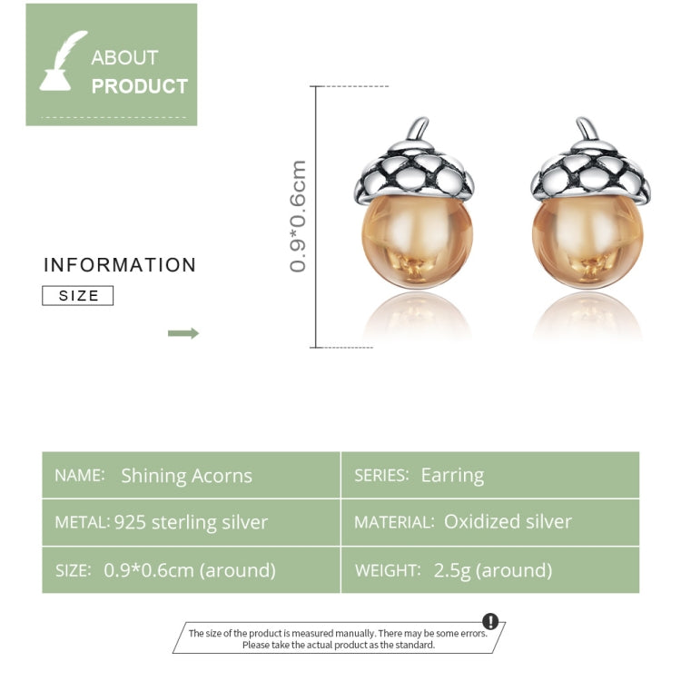 S925 Sterling Silver Oak Fruit Women Earrings Jewelry
