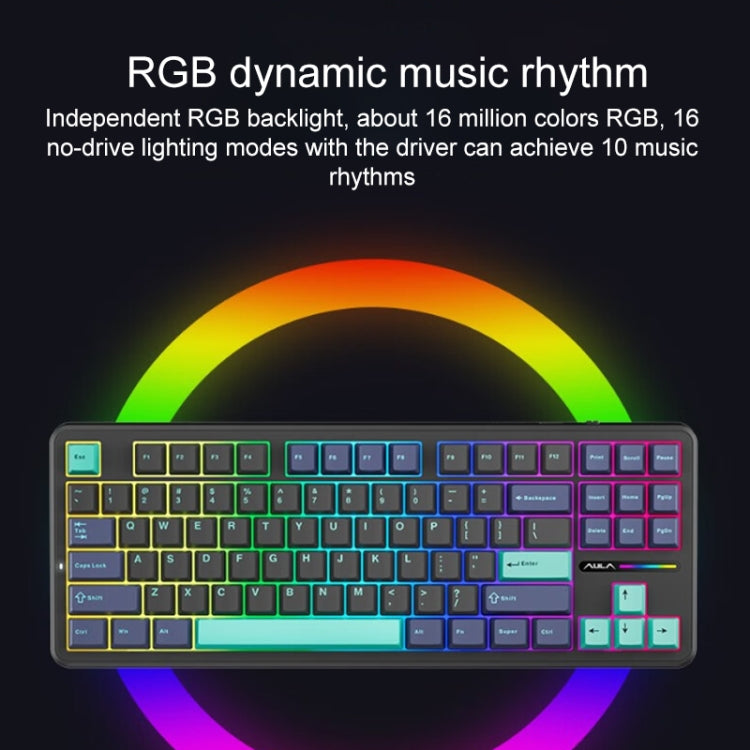 AULA F87 87 Keys Wired/2.4G/Bluetooth Three Model Customized RGB Mechanical Keyboard