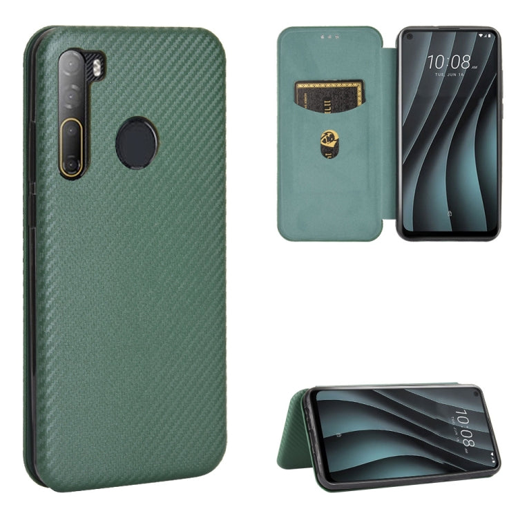 Carbon Fiber Texture Magnetic Horizontal Flip TPU + PC + PU Leather Case with Card Slot — For LG K61 / Q61