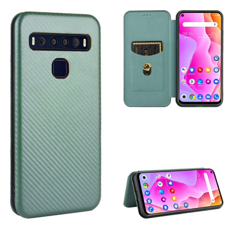 Carbon Fiber Texture Magnetic Horizontal Flip TPU + PC + PU Leather Case with Card Slot