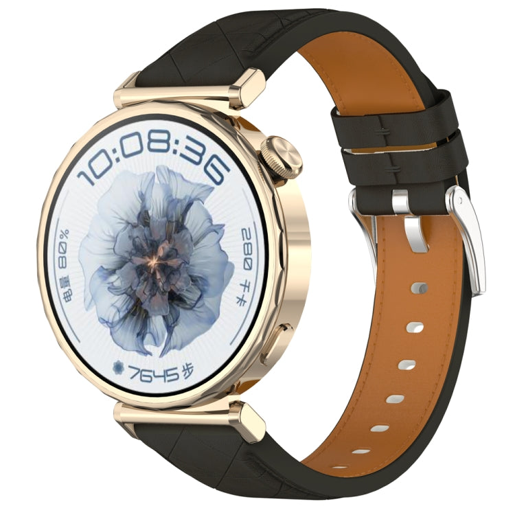 Square Leather Silver Buckle Watch Band