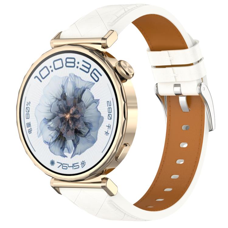 Square Leather Silver Buckle Watch Band