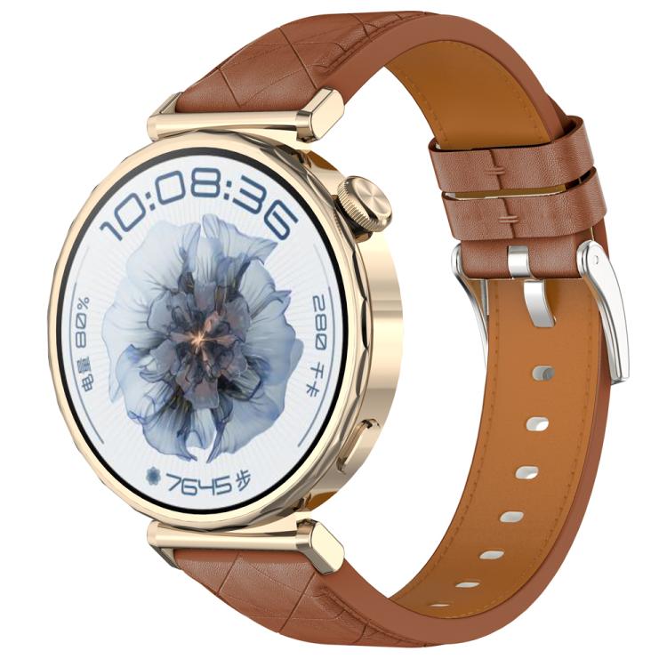 Square Leather Silver Buckle Watch Band