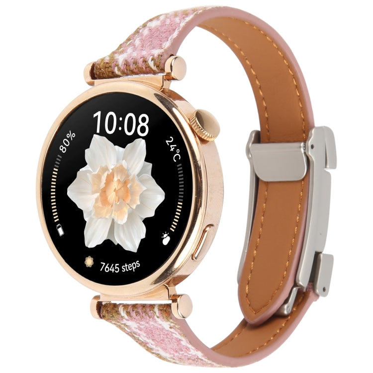 Universal Slim Magnetic Buckle Napped Fabric Leather Watch Band