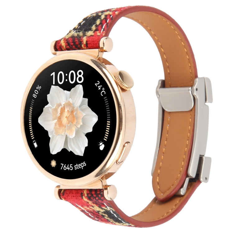 Universal Slim Magnetic Buckle Napped Fabric Leather Watch Band