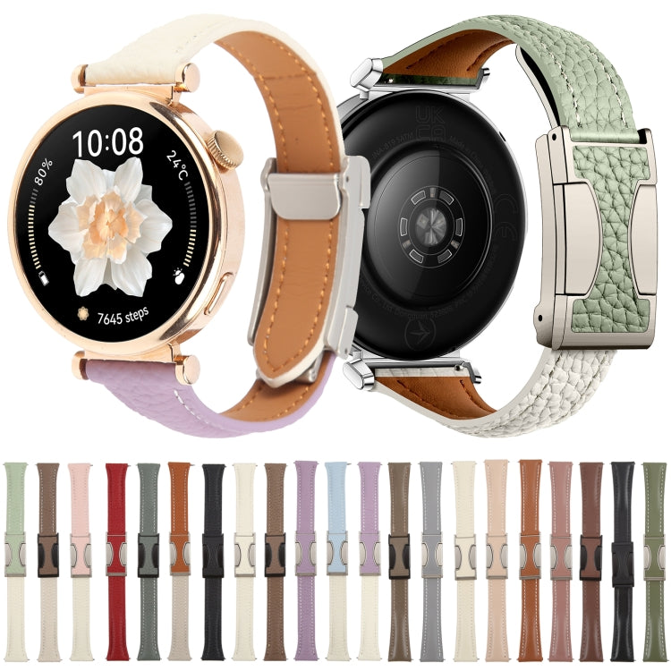 Universal Slim Magnetic Buckle Genuine Leather Watch Band