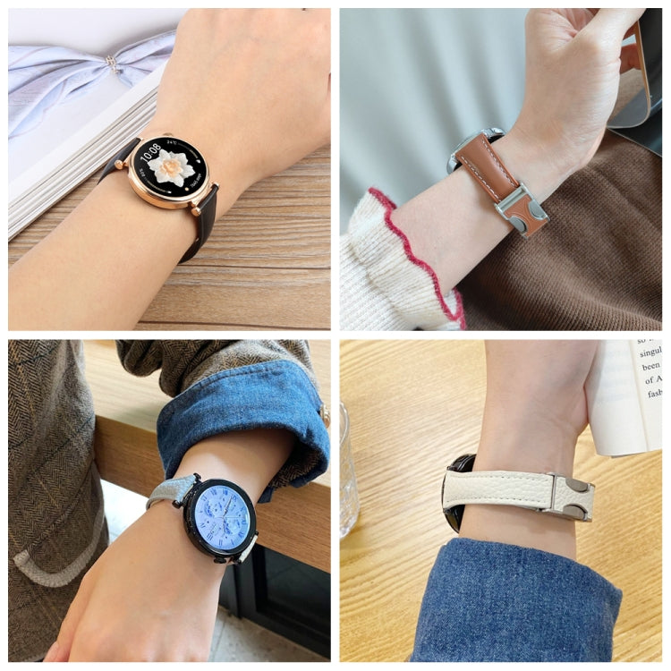 Universal Slim Magnetic Buckle Genuine Leather Watch Band