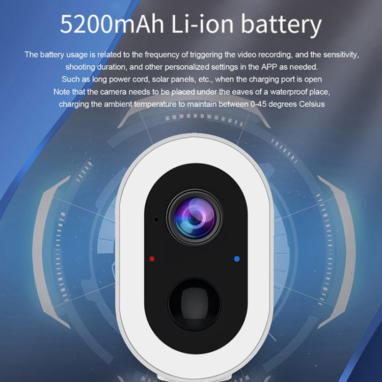 WiFi Tuya Smart Version HD Low Power Consumption Battery Camera, US Plug