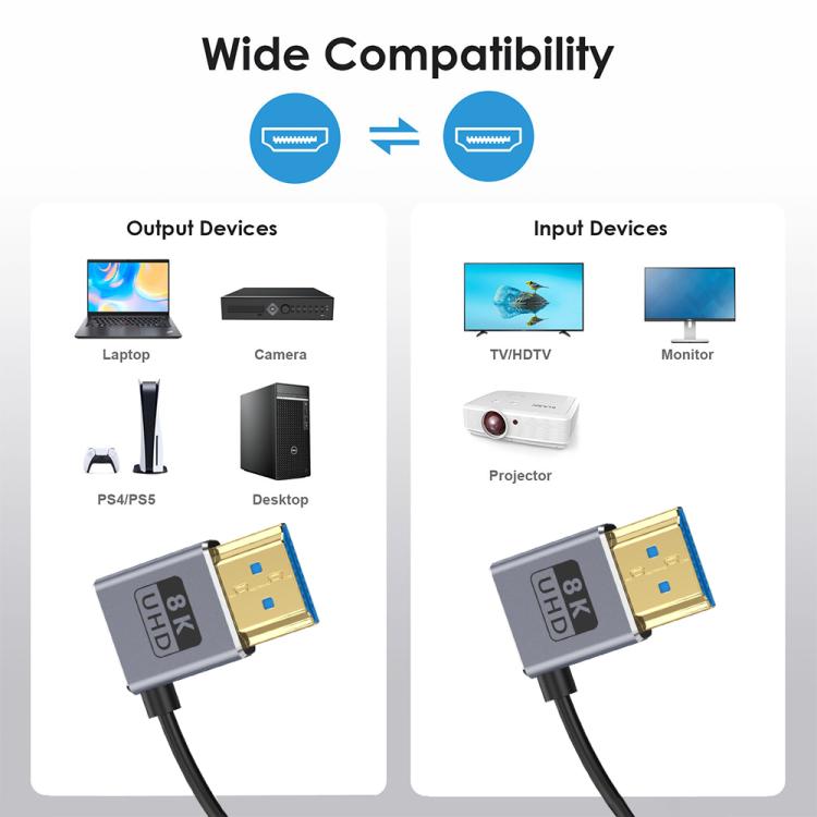0.7m Coiled Coaxial 8K 48Gbps HDMI 2.1 Cable