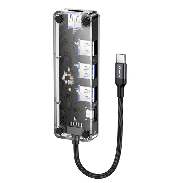 awei HUB-1 Multi-function 4 in 1 Type-C to USB 3.0 x 4 HUB Adapter