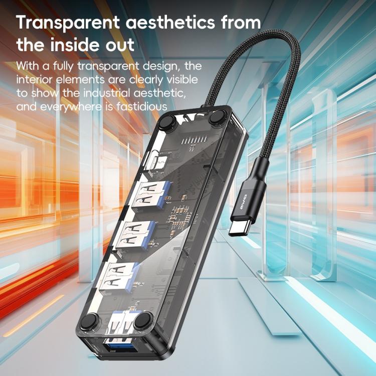 awei HUB-1 Multi-function 4 in 1 Type-C to USB 3.0 x 4 HUB Adapter — view 3