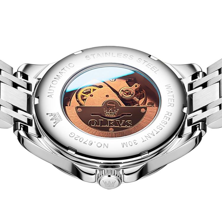 OLEVS 6702 Men Waterproof Luminous Dual Calendar Mechanical Watch — Grey