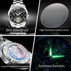 OLEVS 7028 Men Multifunctional Luminous Waterproof Mechanical Watch — Grey