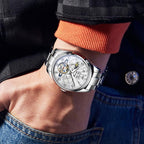 OLEVS 7028 Men Multifunctional Luminous Waterproof Mechanical Watch — Blue