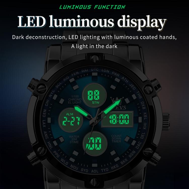 OLEVS 1106 Men Luminous Waterproof Smart Electronic Watch — Grey