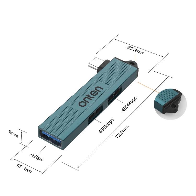 Onten UC51 3 in 1 Type-C to USB HUB — view 3
